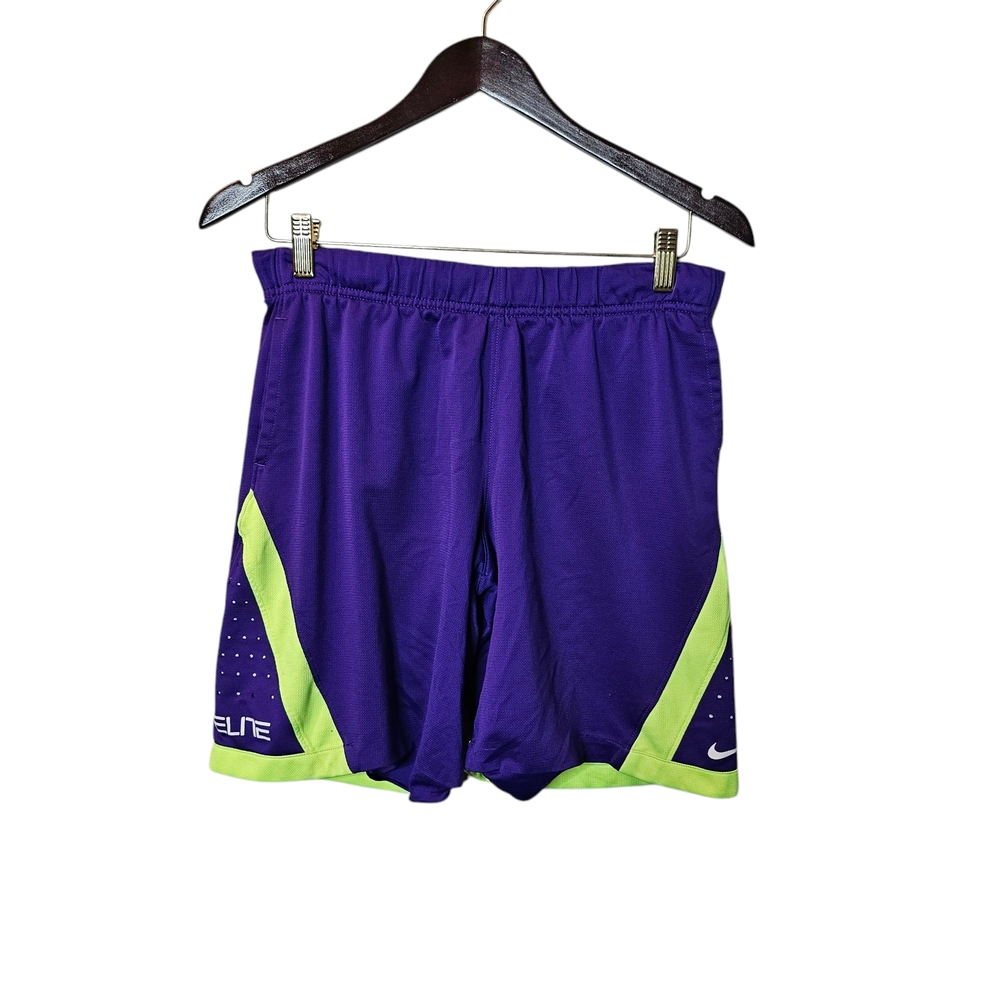 Nike Elite Dri-Fit Purple and Green Athletic Shorts for Performance - Picture 2 of 7